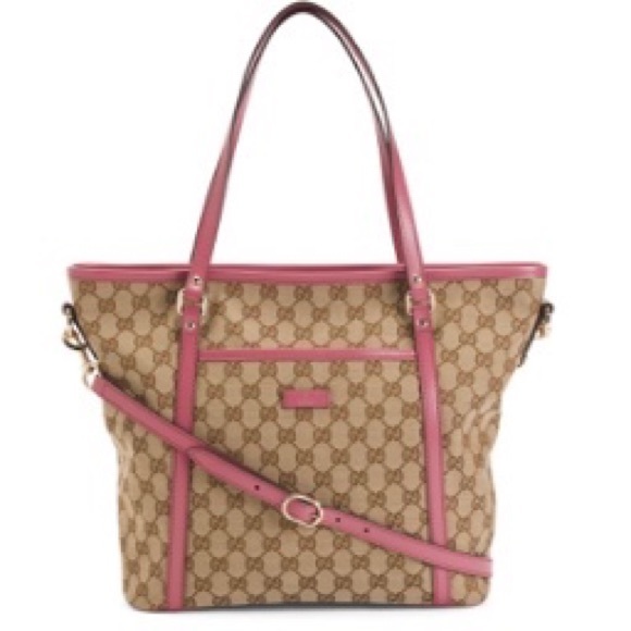Gucci Handbags - Gucci Beige & Rose Tote w/Dual Carry Handl…